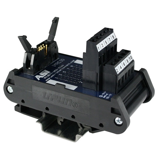 [10000] 10 Pin Ribbon Cable Breakout Board, Interface Module, DIN Rail Mount 10 Pin IDC Connector To Screw Terminal Blocks